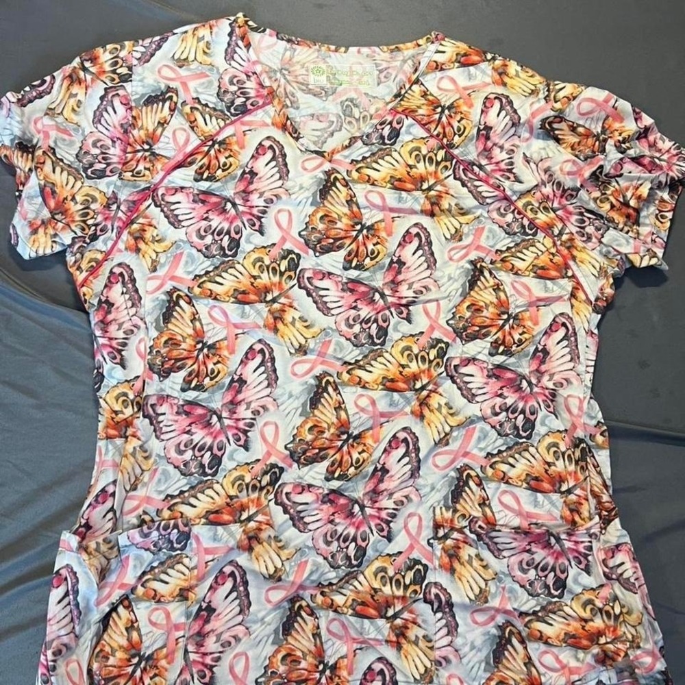 Breast Cancer Awareness butterfly top Size L